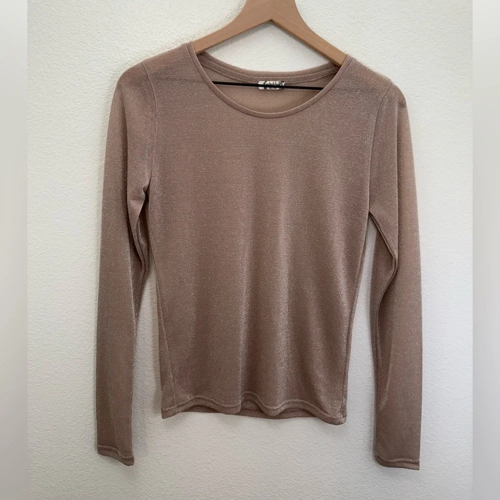 Free People Intimately Mesh So Well Layering Metallic Shimmer Top Medium